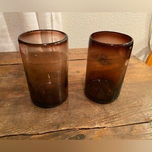 Amber Glass Tumblers - Set of 2